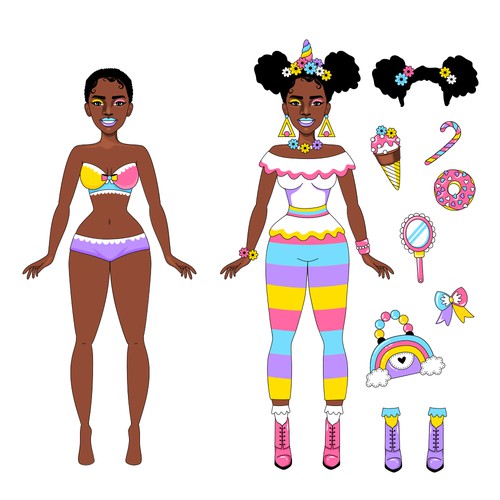 African American design with the title 'Paper Doll character '