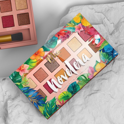 Makeup packaging with the title 'Cosmetics product line packaging designs'