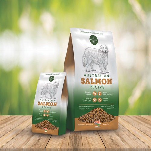 Pet packaging with the title 'Packaging design'