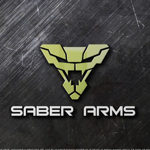 Embossed logo with the title 'Simple and strong snake head logo for Saber Arms Company'