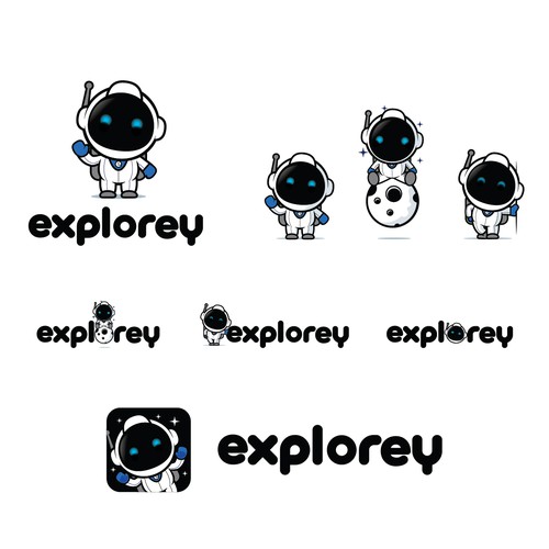 Astronaut logo with the title 'Cute logo for explorey'