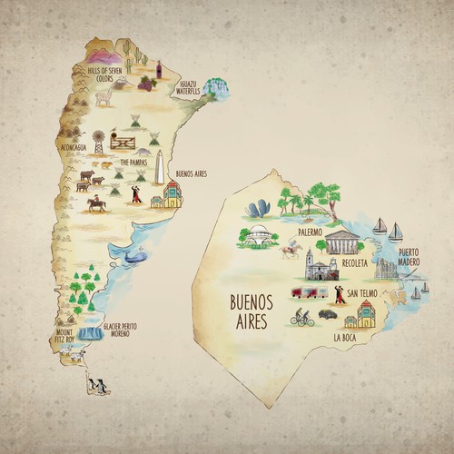 Travel illustration with the title 'Map illustration'