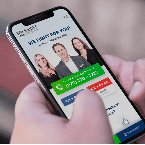 Mobile responsive design with the title 'Mobile website for Car Accident Attorney '