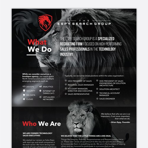 PDF design with the title 'Elegant PDF Design for Espy Search Group'