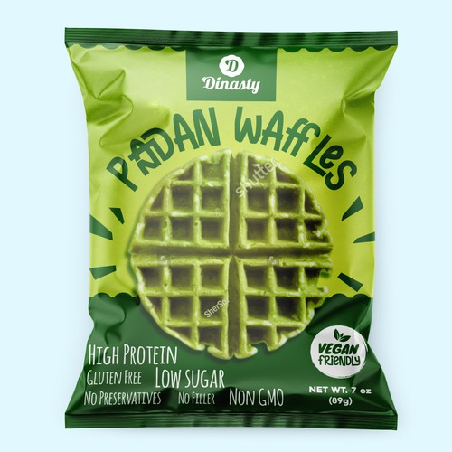 Eco-friendly packaging with the title 'Fun concept for green waffles'