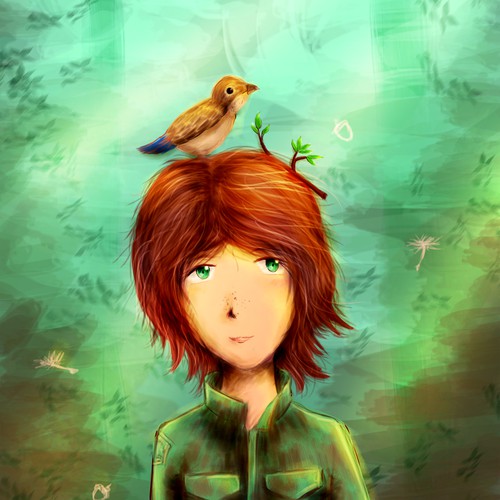 Imagination artwork with the title 'Whimsical Illustration of Forest Girl'