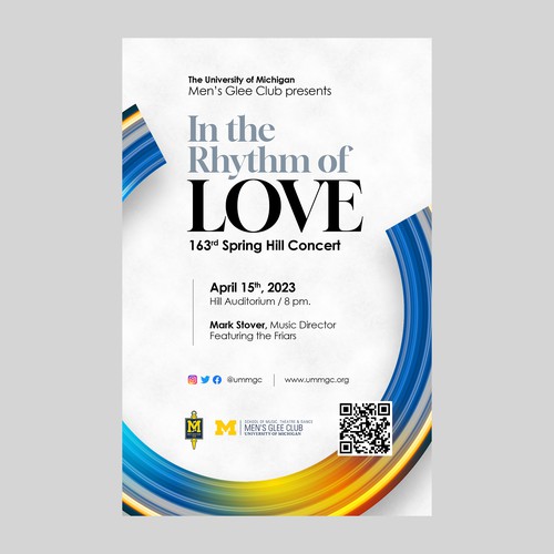 Print illustration with the title 'Poster design needed for collegiate choir'