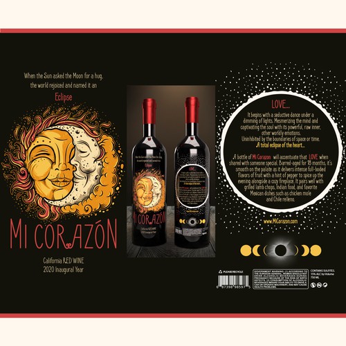 Eclipse design with the title 'Mi Corazon Wine Label / Bottle Design'