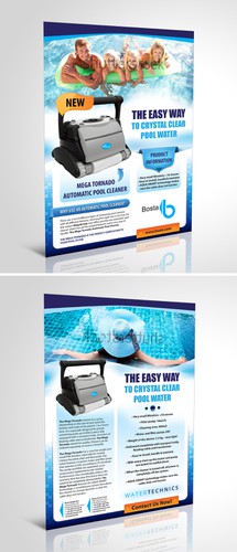 Pool design with the title 'We need a flyer for promotion of our new product!'