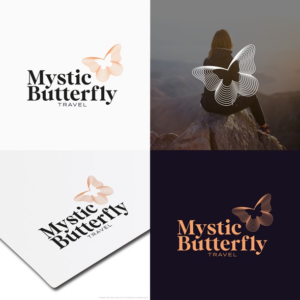 Butterfly logo with the title 'simple design for travel agency'