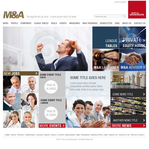 Photography website with the title 'website design for M&A Leaque table and M&A Community'