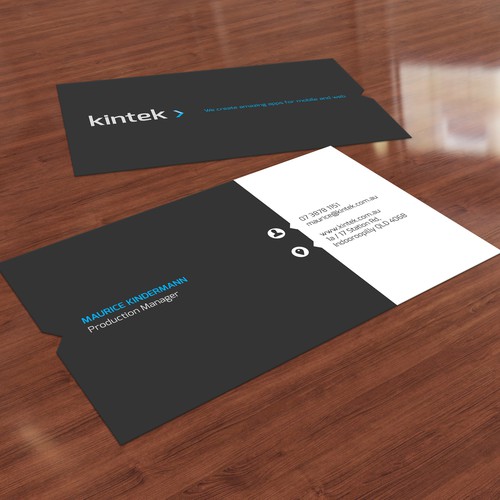 Die cut design with the title 'Die-Cut Business Cards'