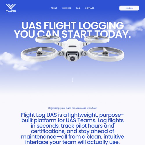 Design with the title 'Modern Website for Drone Flight Log App'