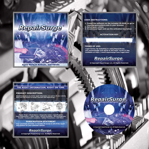 DVD cover design with the title 'RepairSurge DVD'
