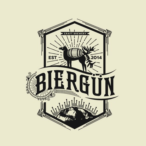 Artistic design with the title 'Logo for Micobrewery "Biergün"'