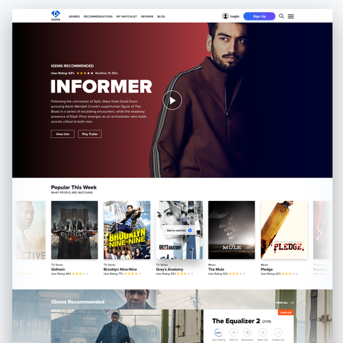 UI design with the title 'Movie Streaming Website'