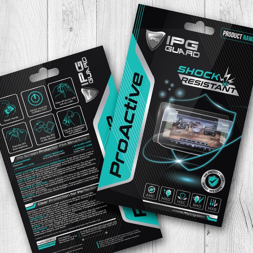 Technology packaging with the title 'Screen protector Blister packaging design'