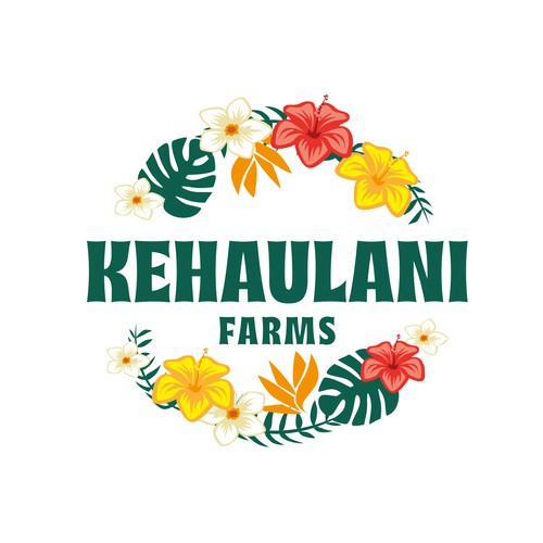 Island design with the title 'organic farm on the Hawaii'