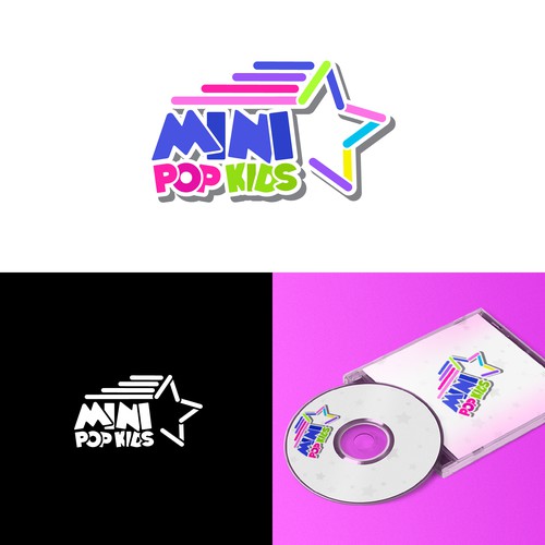 Singer logo with the title 'Mini Pop Kids Logo'