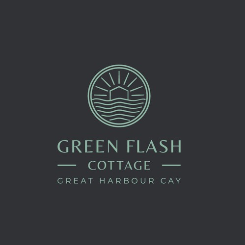 Cottage logo with the title 'GREEN FLASH COTTAGE'