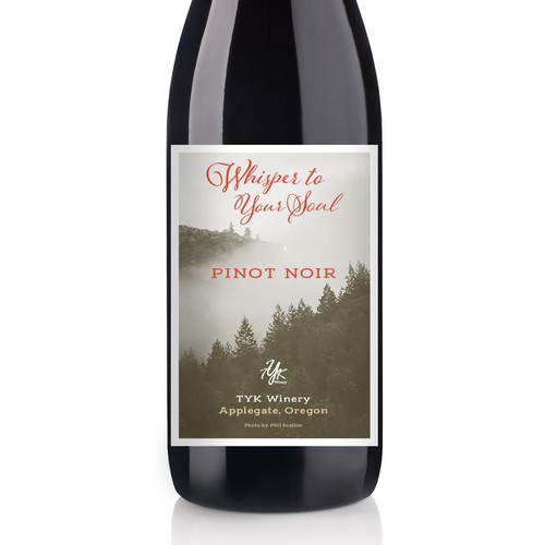 Branding label with the title 'Wine Label Design for TYK Winery'