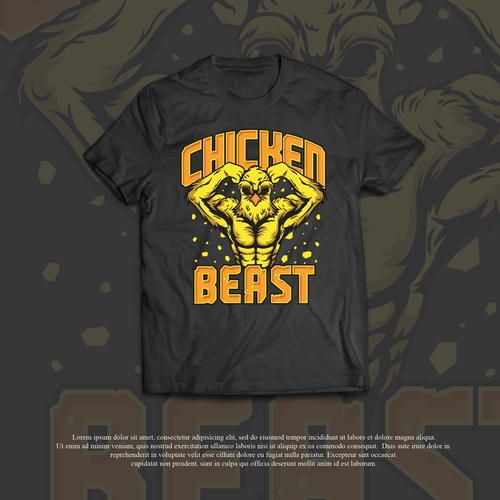 Gym t-shirt with the title 'chicken beast'