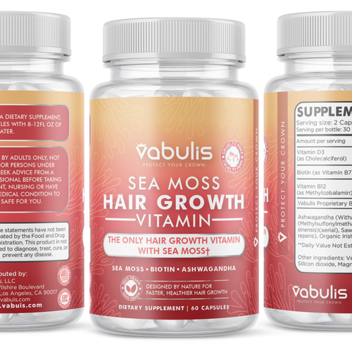 Beauty label with the title 'Hair Growth vitamin'