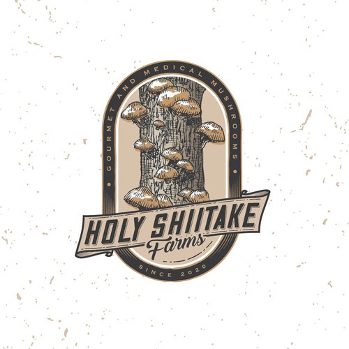 Mushroom logo with the title 'Hand drawn farm logo'