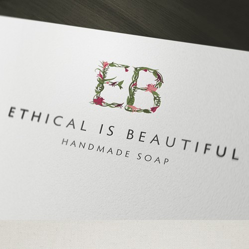 B logo with the title 'Create a beautiful logo for ethical soap, and help save orangutans!'