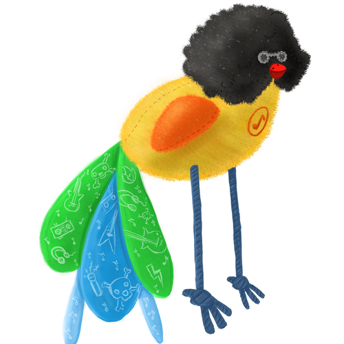 Plush design with the title 'Concept design for a rock plushie for toddlers'