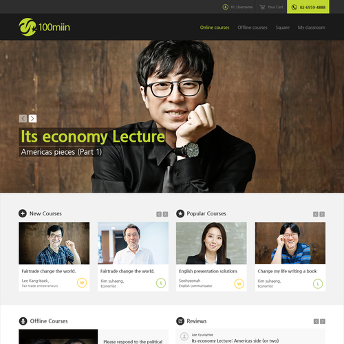 Education website with the title 'Redesign of Korean e-Learning Site (4 Pages)'