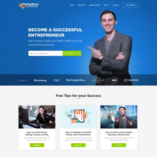 Business website with the title 'StartupBros for Successful Entrepreneurs'