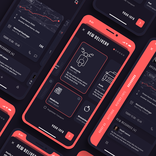 Interactive design with the title 'Home Delivery App'