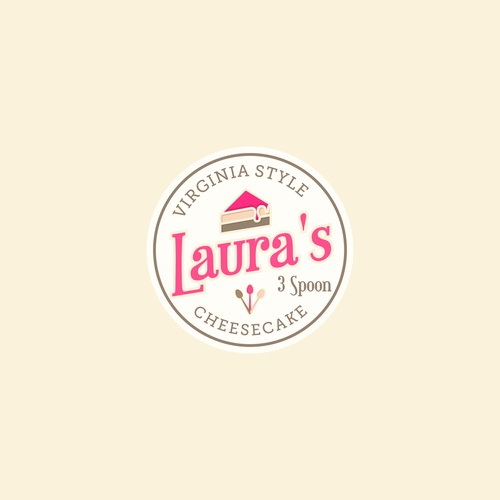 Cheesecake design with the title 'Laura's 3 Spoon'