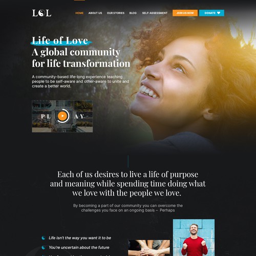 Community website with the title 'Global Community for Self-Actualization'
