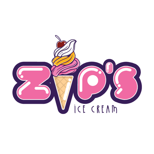 Girly logo with the title 'Zip's Ice Cream'
