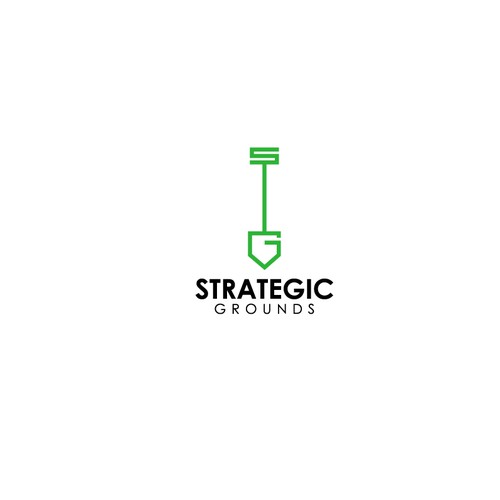 Landscaping brand with the title 'Strategic grounds design entry'