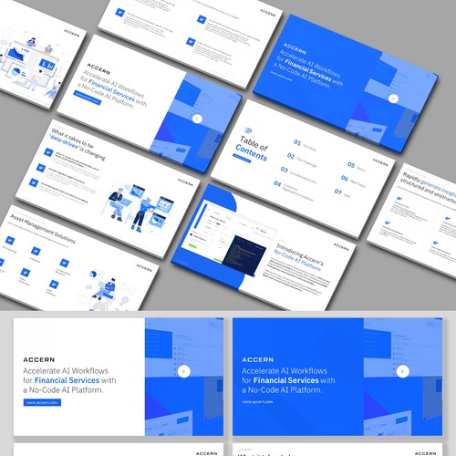 Slide design with the title 'Sales Deck for our AI Tech Startup'