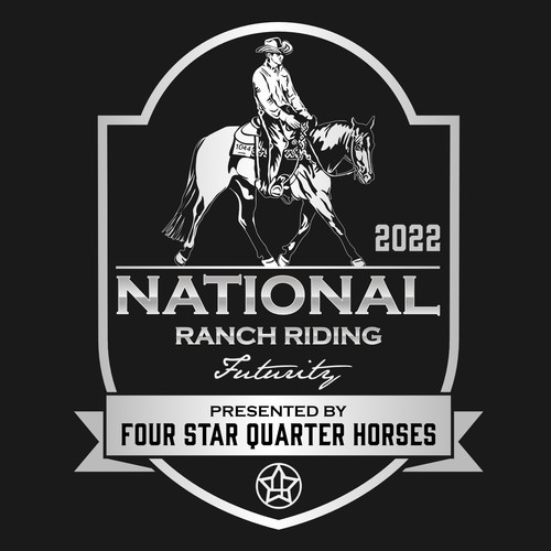 Black and white brand with the title 'Logo for National Horse Event'