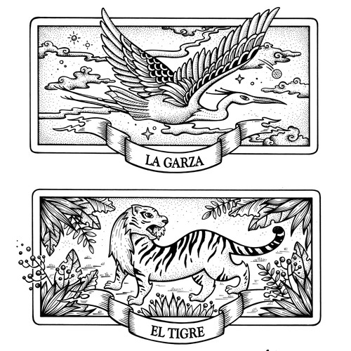 Crocodile design with the title 'Heron, Tiger & Alligator'