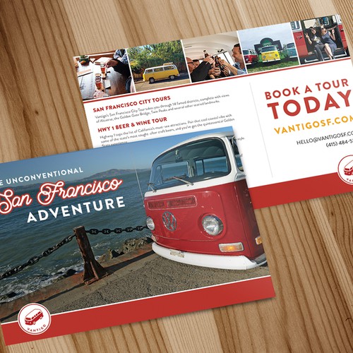 Rack card design with the title 'Vantigo Promotional Post Card'