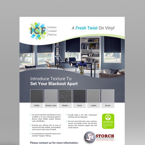 Curves design with the title 'Storch Int needs a sharp full page magazine ad'