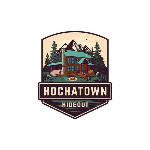 Tourism logo with the title 'Log cabin outdoor adventure logo'