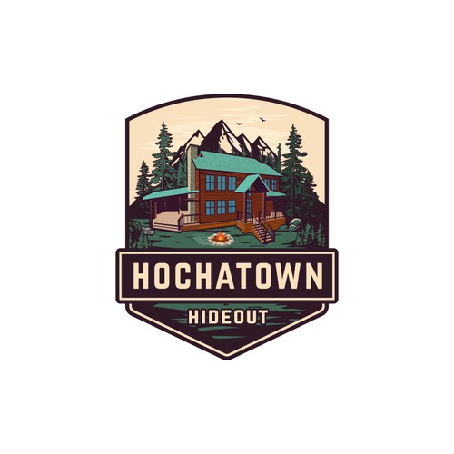Resort design with the title 'Log cabin outdoor adventure logo'