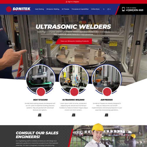 Industrial website with the title 'Sonitek Corp'