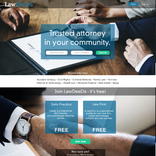 Attorney website with the title 'Page design - attorney'