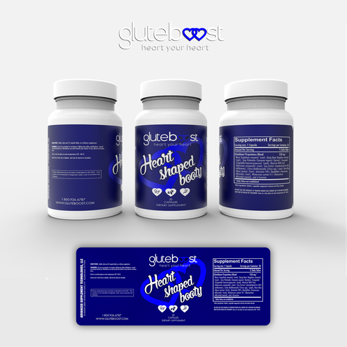 Textured design with the title 'Supplement packaging for gluteboost'