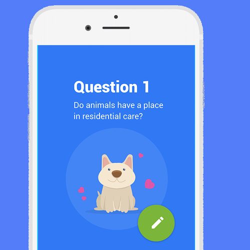 Quiz design with the title 'Fun Material Design Quiz App'