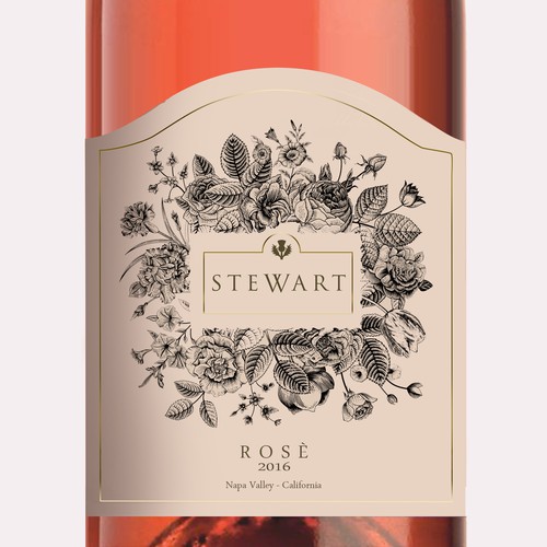 Rose label with the title 'Create a floral wine label'