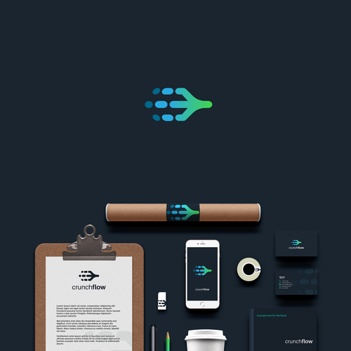 Flow design with the title 'Bold logo for CrunchFlow'